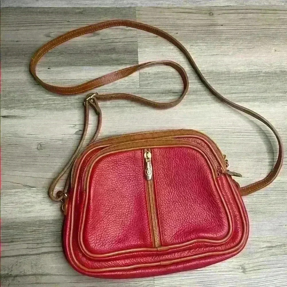 Valentina Made In Italy Luxurious Leather Crossbody Red - Picture 1 of 4